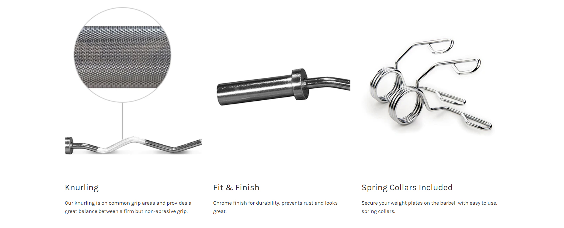 Barbell with knurled grip